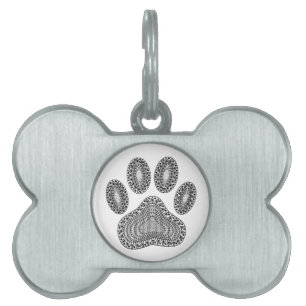 Abstract Ink Paw Print Pet Tag