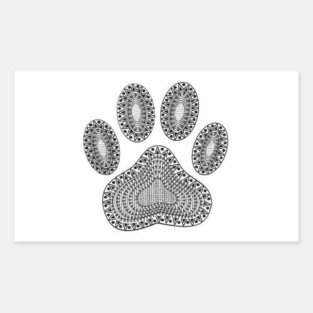 Abstract Ink Paw Print Rectangular Sticker (Front)