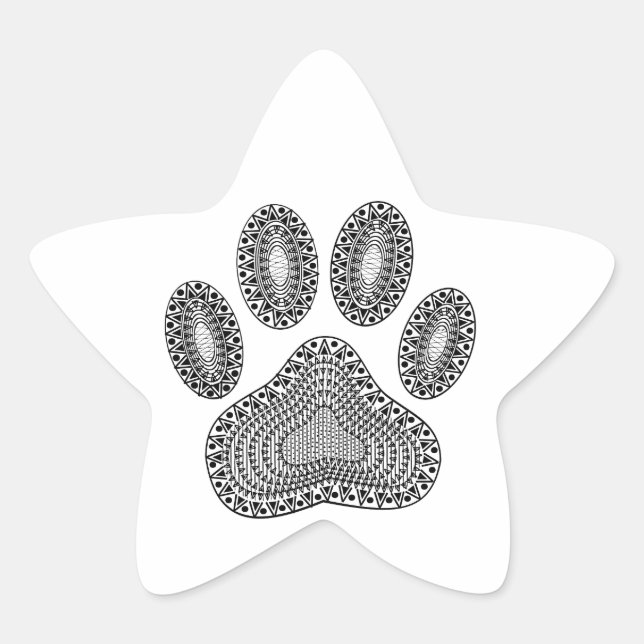 Abstract Ink Paw Print Star Sticker (Front)