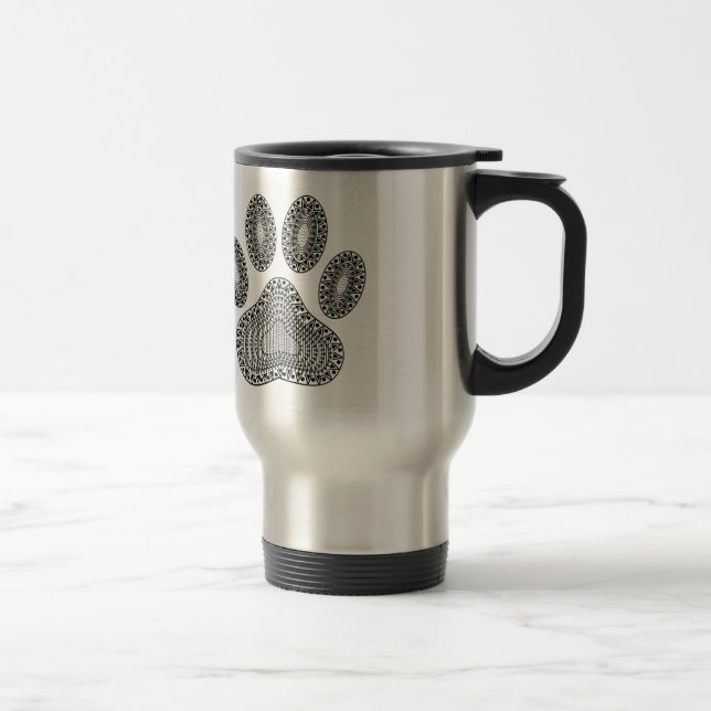 Abstract Ink Paw Print Travel Mug (Right)
