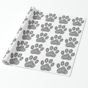 Abstract Ink Paw Print Wrapping Paper