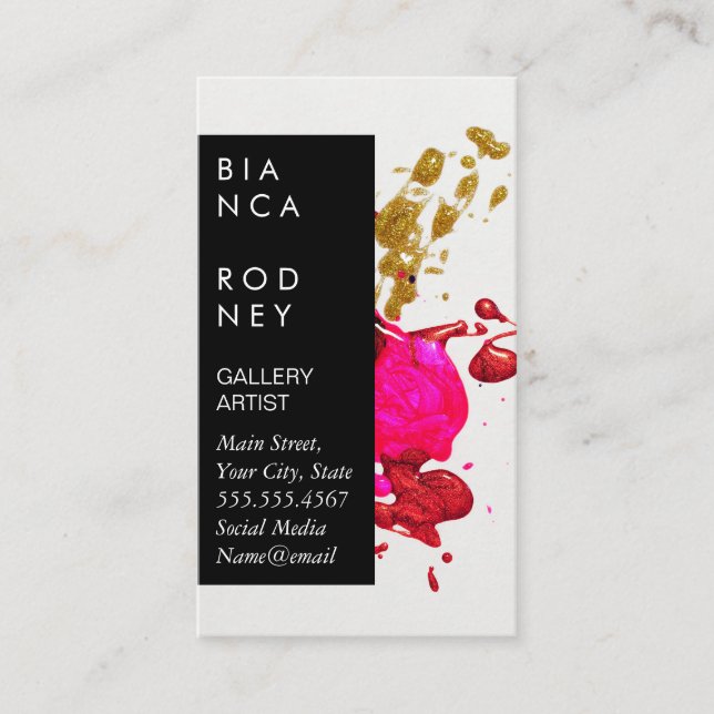 Abstract Ink Splatter | Modern Artist Business Card (Front)