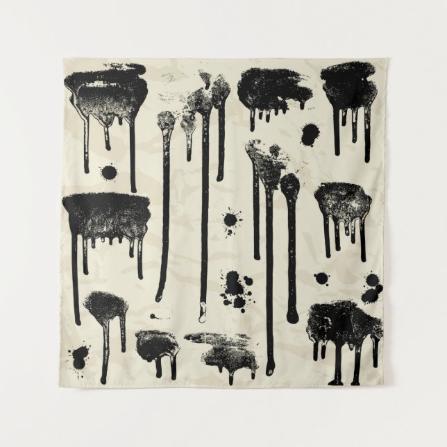 Abstract ink splatters seamless pattern tapestry (Front)
