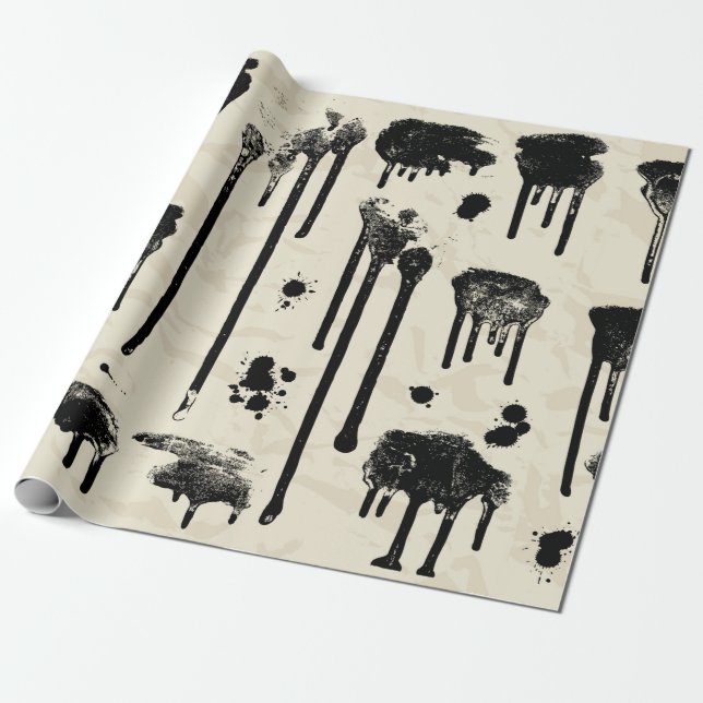 Abstract ink splatters seamless pattern wrapping paper (Unrolled)