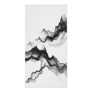 Abstract ink wash mountain peaks landscape, serene poster