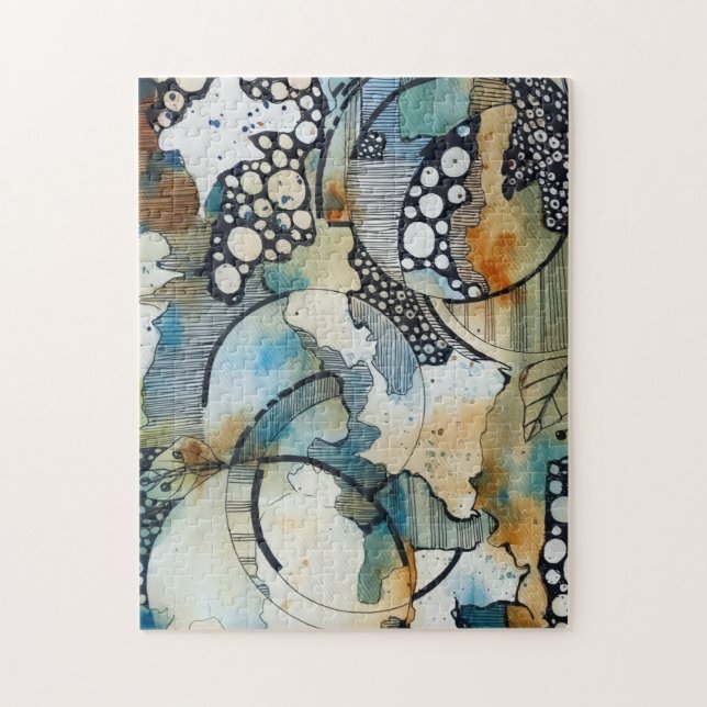 Abstract Ink & Watercolor Jigsaw Puzzle (Vertical)