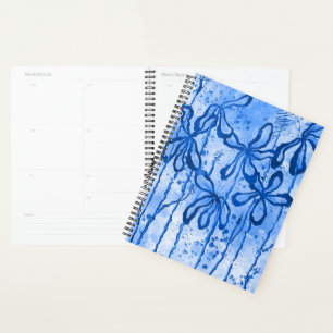 Abstract Inked Flowers blue Lilies  Planner
