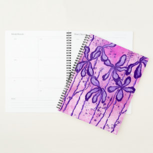 Abstract Inked Flowers pink purple Lilies Planner