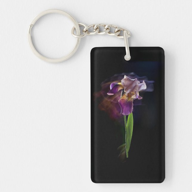 Abstract Iris Flower – Elegant Floral Art Key Ring (Front)