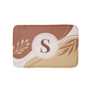 Abstract irregular shapes with earth colours bath mat