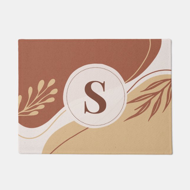 Abstract irregular shapes with earth colours doormat (Front)