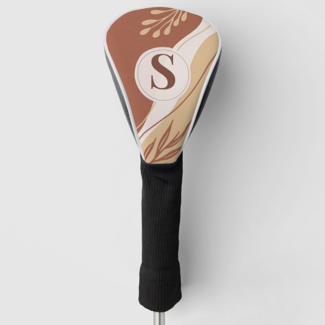 Abstract irregular shapes with earth colours golf head cover (Front)