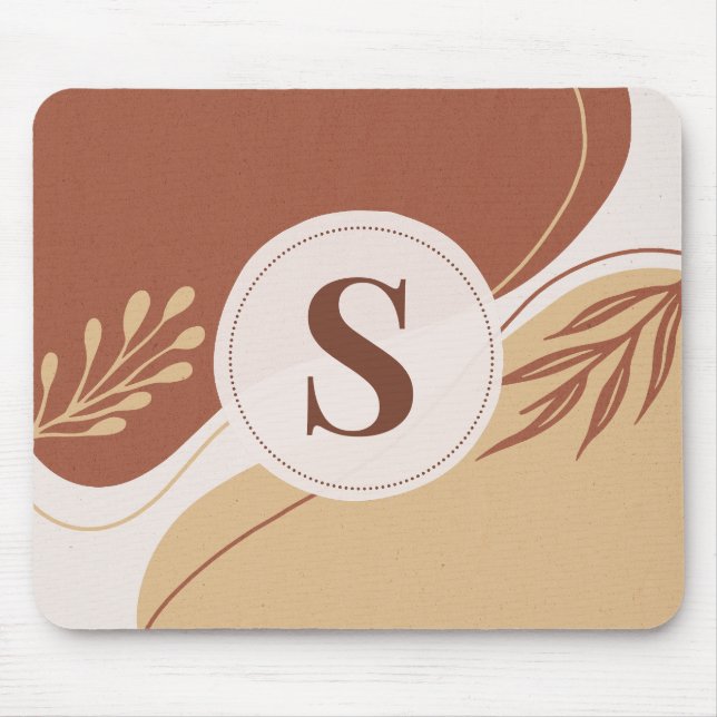 Abstract irregular shapes with earth colours mouse pad (Front)