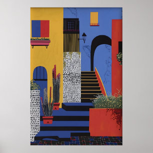 Abstract Italian Town Art Print Vibrant City