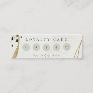 Abstract Ivory Gold Grey Stone 5 Punch Loyalty Mini Business Card