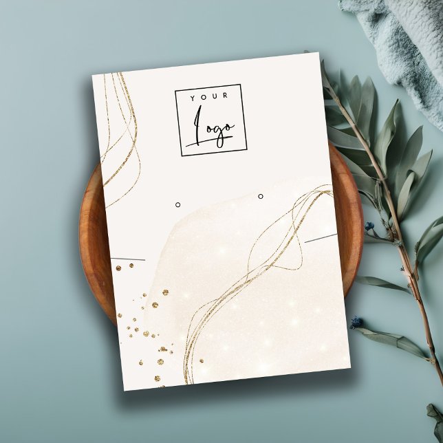 Abstract Ivory Gold Necklace Earring Logo Display Business Card (Creator Uploaded)