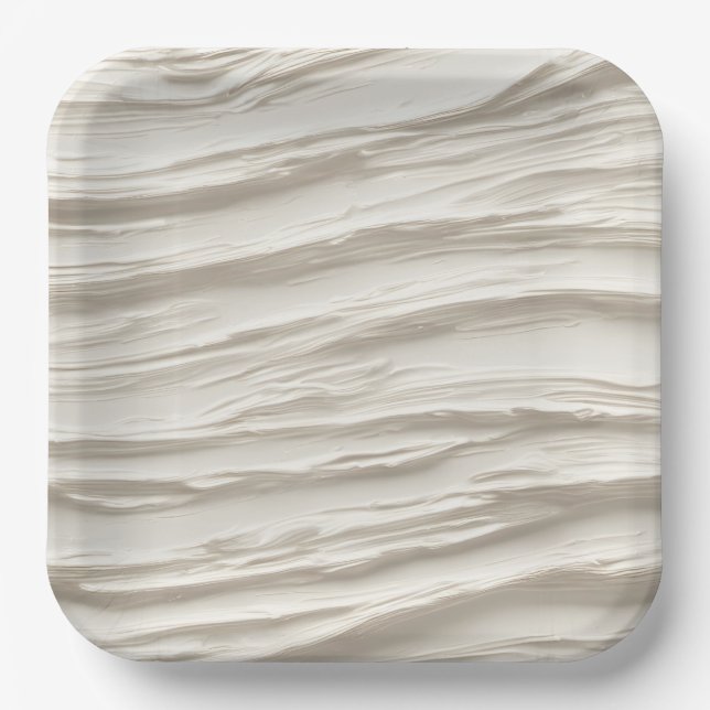 Abstract Ivory Texture Paper Plate (Front)
