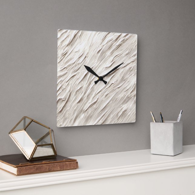 Abstract Ivory Texture Square Wall Clock (Office)