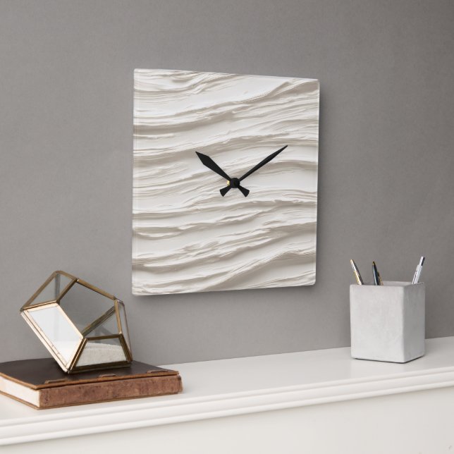 Abstract Ivory Texture Square Wall Clock (Office)