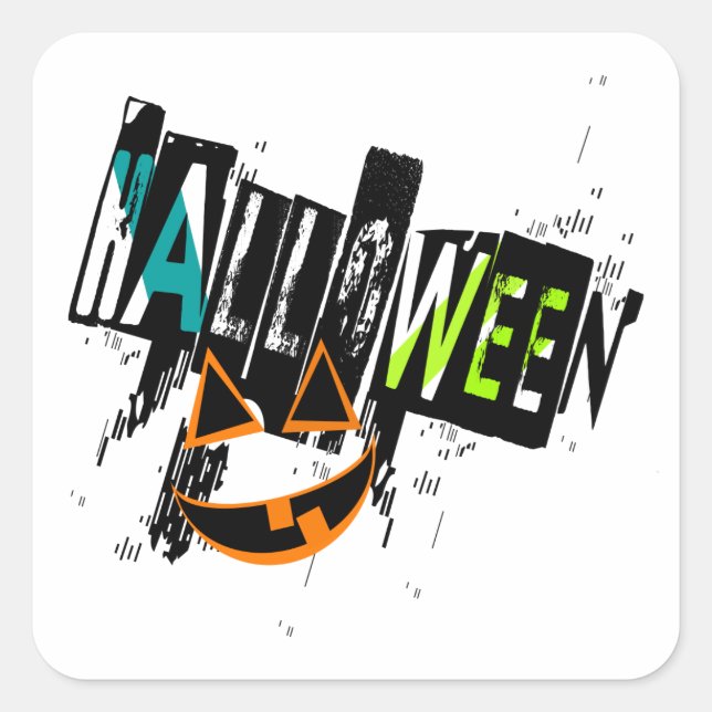 Abstract Jack O' Lantern Grin Halloween Square Sticker (Front)
