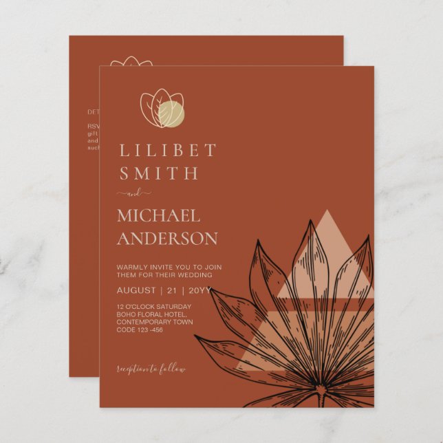 Abstract Japandi Scandinavian Geometric Wedding (Front/Back)