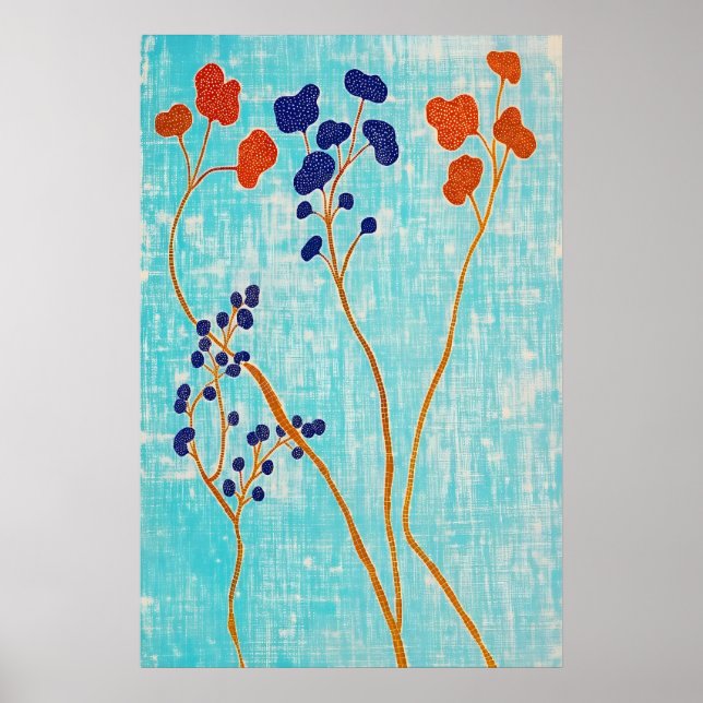 Abstract Japanese Botanical Print Textured (Front)