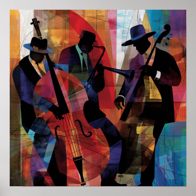 Abstract Jazz Musicians Art Print (Front)
