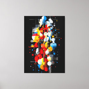 Abstract Jazz Symphony with Geometric Faces and In Canvas Print
