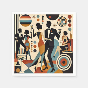 Abstract Jazzy Martinis and Dancing Cocktail Party Napkin