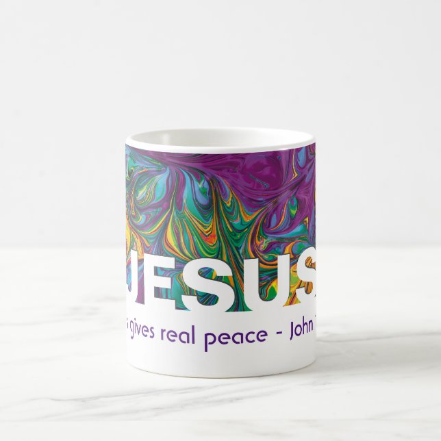 Abstract JESUS Gives Real Peace Custom Christian Coffee Mug (Center)