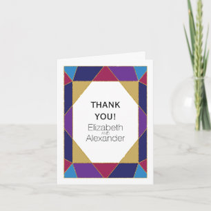 Abstract jewel gemstone modern wedding Thank You Card