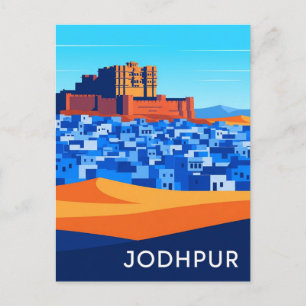 Abstract Jodhpur India Blue houses Postcard