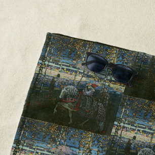 Abstract Journey,Couple on Horseback by Kandinsky Beach Towel