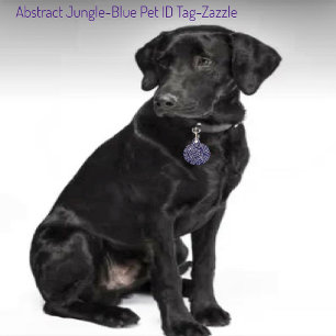 Abstract Jungle-Blue   Pet Tag