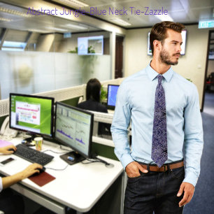 Abstract Jungle-Blue  Tie