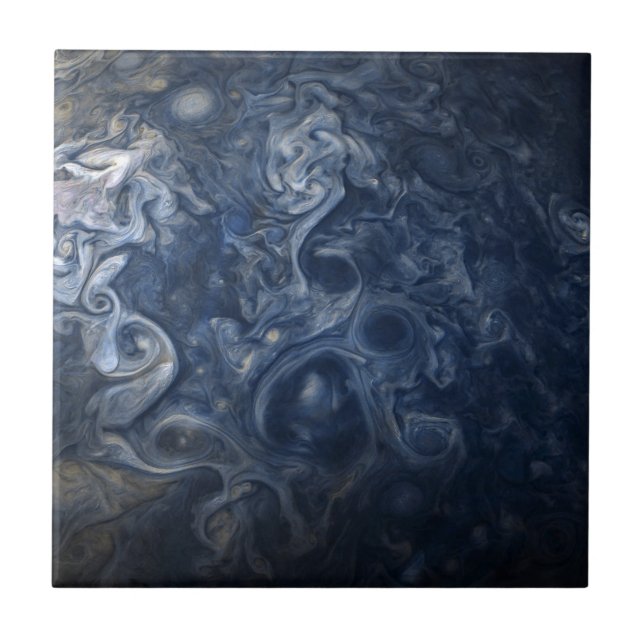 Abstract Jupiter Blues Space Ceramic Tile (Front)