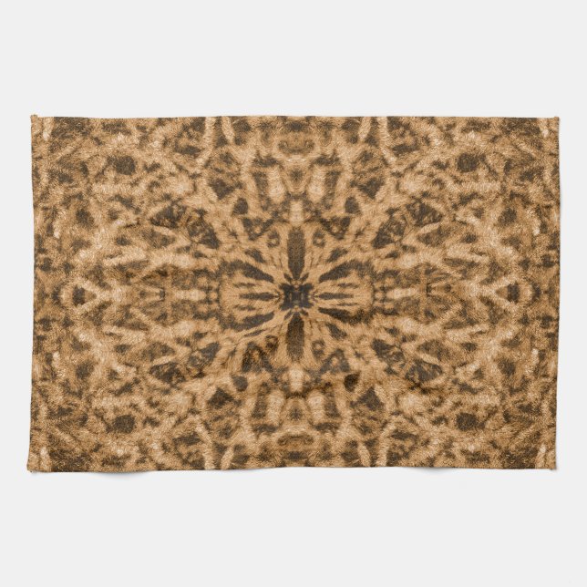 Abstract kaleidoscope fur pattern tea towel (Horizontal)