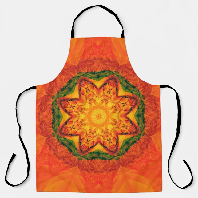 Abstract kaleidoscope orange background. Beautiful Apron (Front)