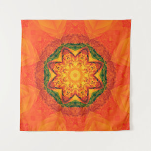 Abstract kaleidoscope orange background. Beautiful Tapestry
