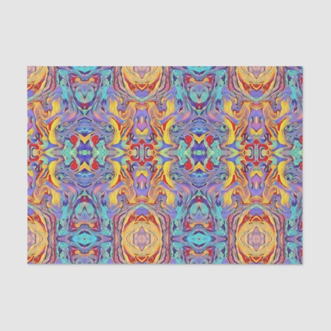 Abstract Kaleidoscope Owl in Bright Primary Colour Tissue Paper (Front)