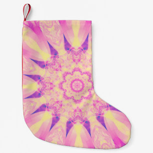 Abstract kaleidoscope pastel background. Beautiful Small Christmas Stocking