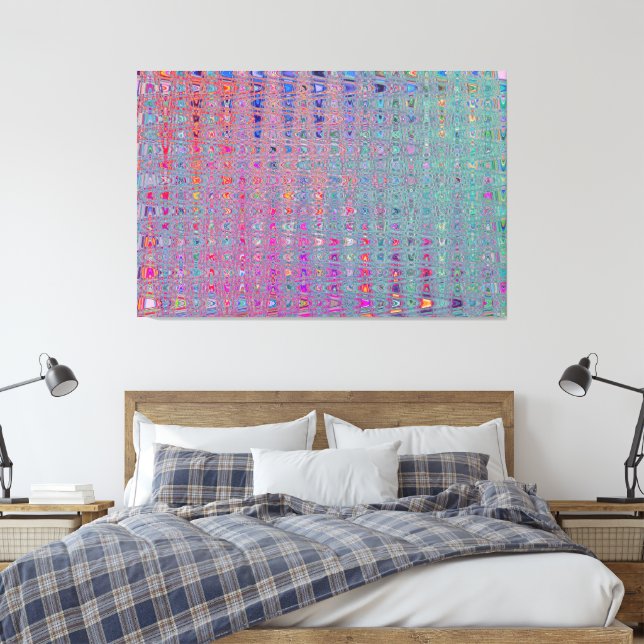 Abstract Kaleidoscopic Retro Boomerang Waves Canvas Print (Insitu(Bedroom))