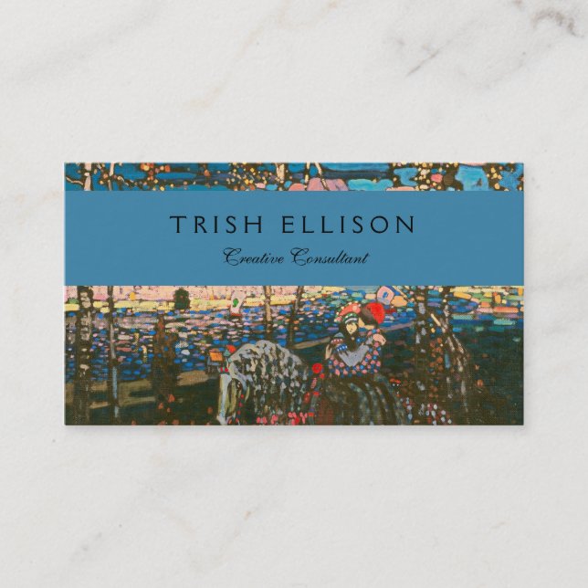 Abstract Kandinsky Riding Couple Colourful Business Card (Front)