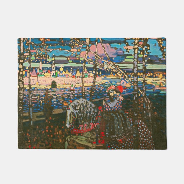 Abstract Kandinsky Riding Couple Colourful Doormat (Front)