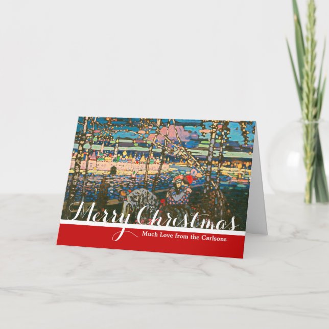 Abstract Kandinsky Riding Couple Colourful Holiday Card (Front)