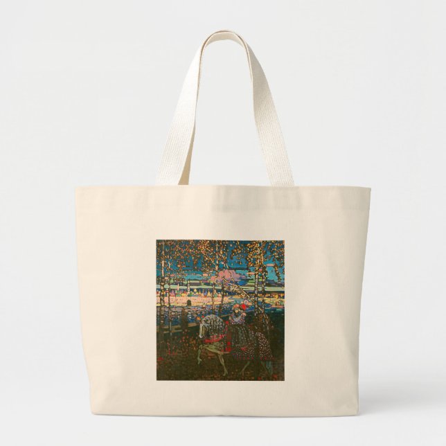 Abstract Kandinsky Riding Couple Colourful Large Tote Bag (Front)
