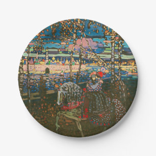 Abstract Kandinsky Riding Couple Colourful Paper Plate