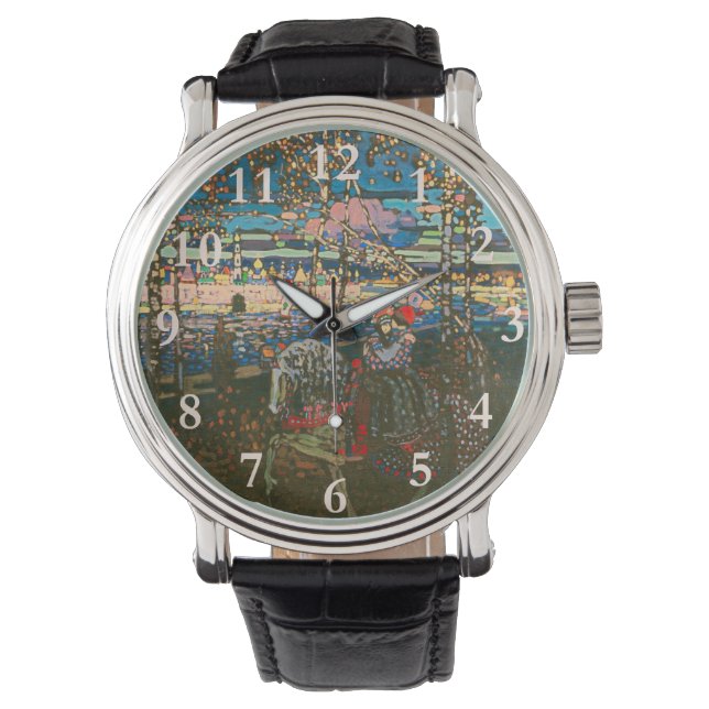 Abstract Kandinsky Riding Couple Colourful Watch (Front)