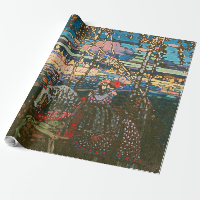 Abstract Kandinsky Riding Couple Colourful Wrapping Paper (Unrolled)