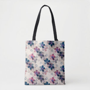 Abstract kids cute cartoon flowers floral retro de tote bag